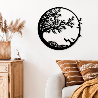Accessoire mural décoratif en métal, noir, 26,8 po x 0,6 po x 25,9 po | 100% métal, épaisseur: 0,05 pouce | Fixation murale facile avec pièce arrière | Décoration élégante pour le salon, la chambre à coucher et les espaces de bureau