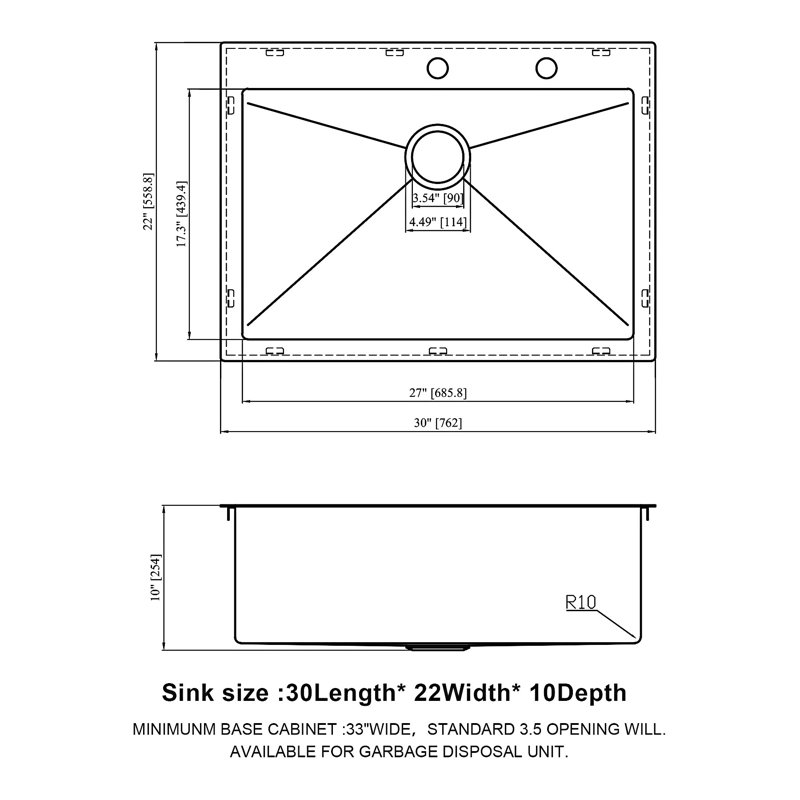 Drop-In Kitchen Sink Single Bowl