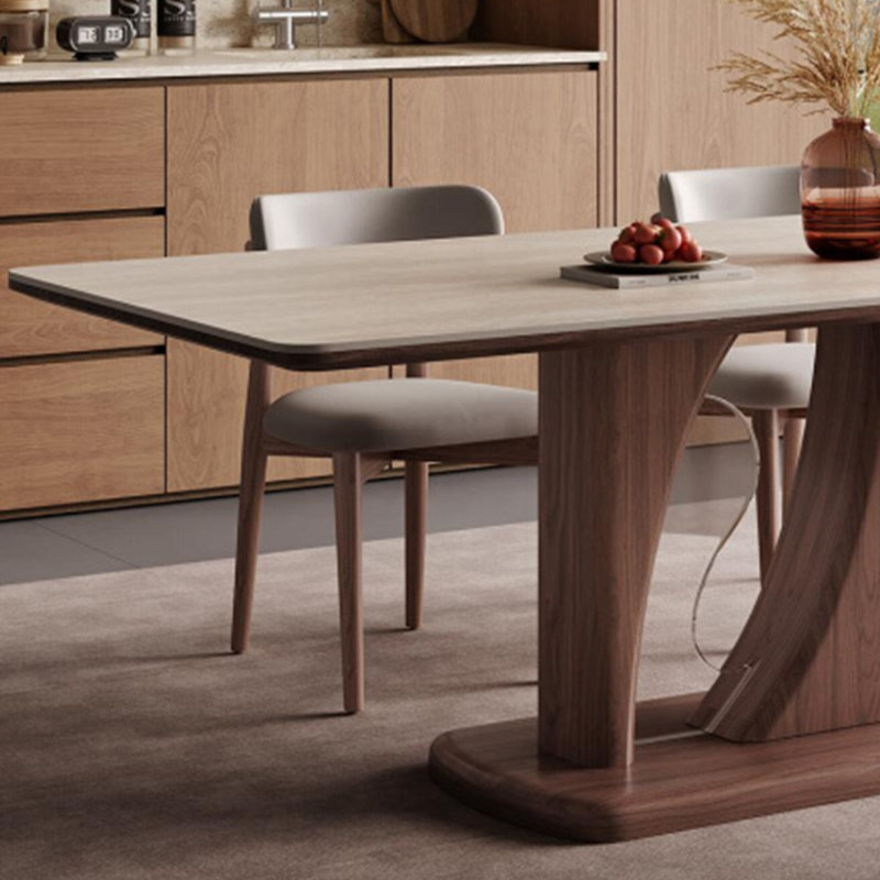 Walnut Rectangular Solid Wood Dining Table, 29.52" H x 55.11" L x 31.49" W