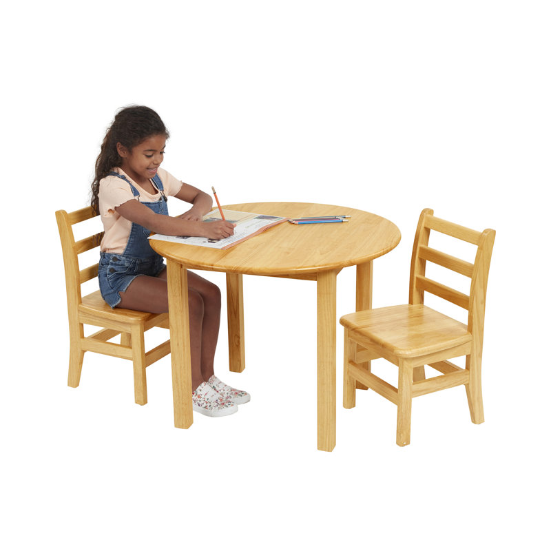 Honey Round Hardwood Kids Table and Chair Set