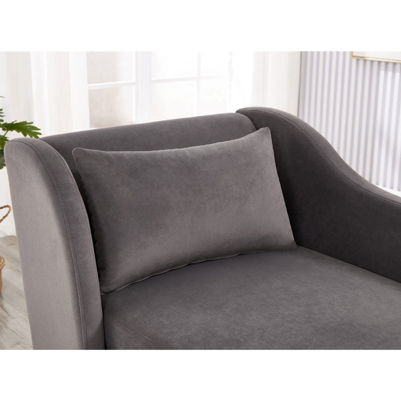 Tennielle Velvet Chaise Lounge, Grey Velvet