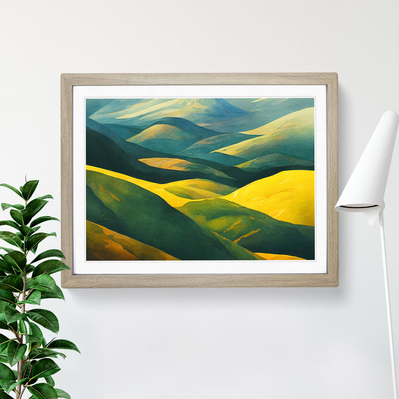 Spring Meadow Landscape View - Framed Print, 25cm H x 34cm W x 2cm D, Oak