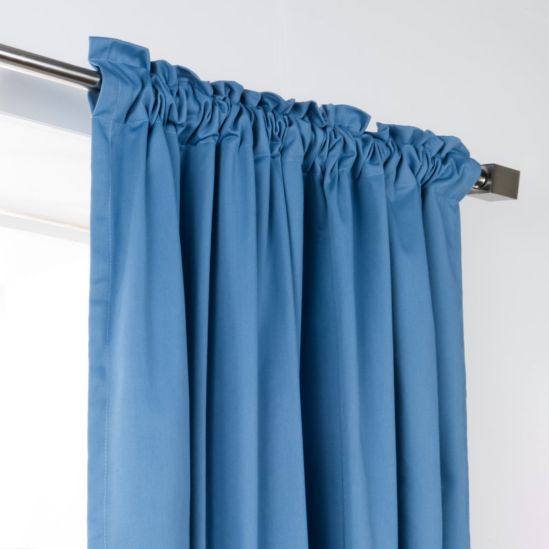 Rideau en mélange de coton Desma, L 52 po x L 84 po, Bleu