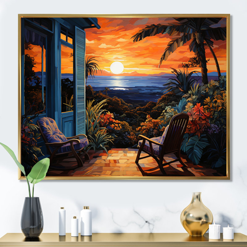 Reproduction d'art sur toile, hôtels et complexes hôteliers, H 16 po x l 32 po x P 1 po, Cadre flottant doré