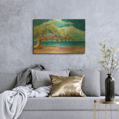 'Divi Divi Tree' By St. Hilaire Elizabeth Gold Metal Wall Art, 36" x 24"