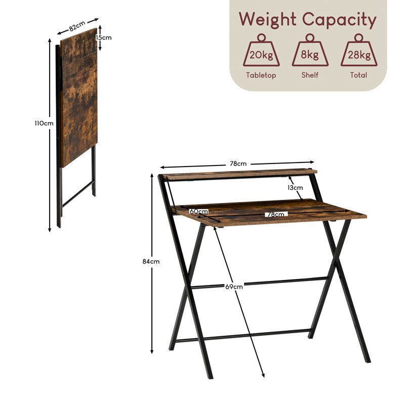Ajwad Metal Base Writing Desk, Brown