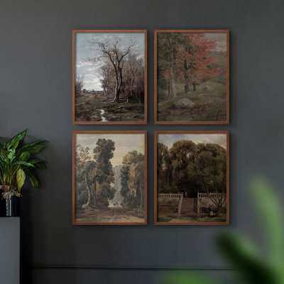 "Vintage Landscape Cxx" 4 pièces sur papier