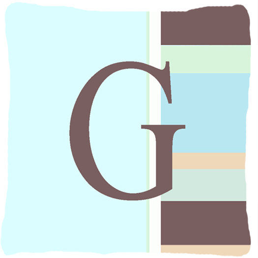 Lettre monogramme initiale bandes bleues intérieur/extérieur Throw Pillow, G