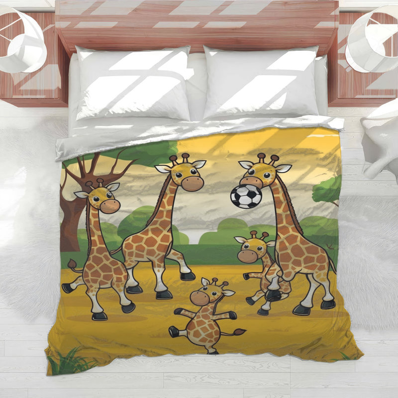 Giraffes Playing Soccer Comforter, King