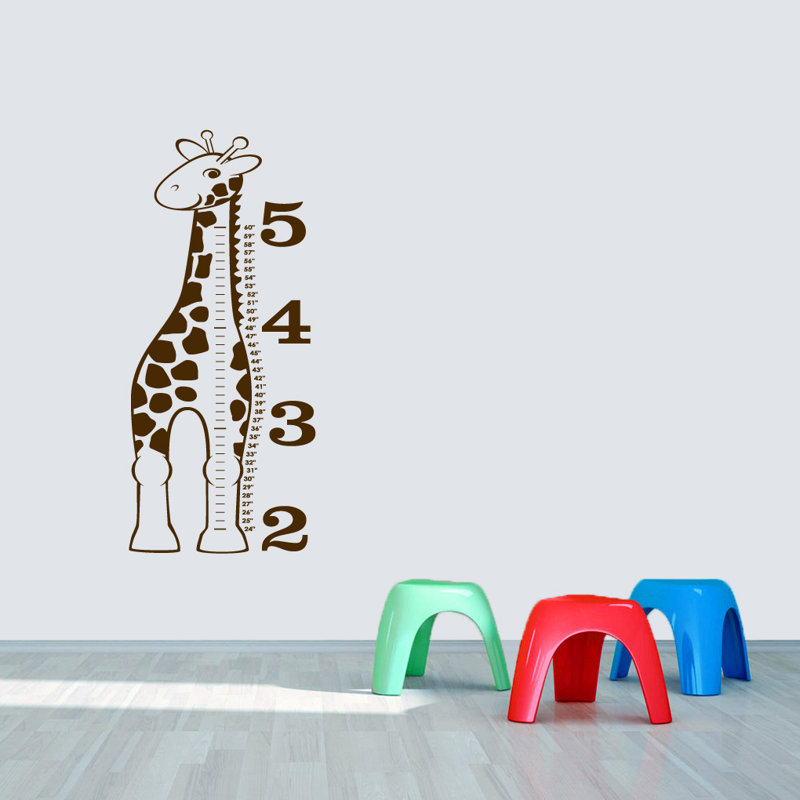 Décalcomanie murale « giraffe growth chart », Brun