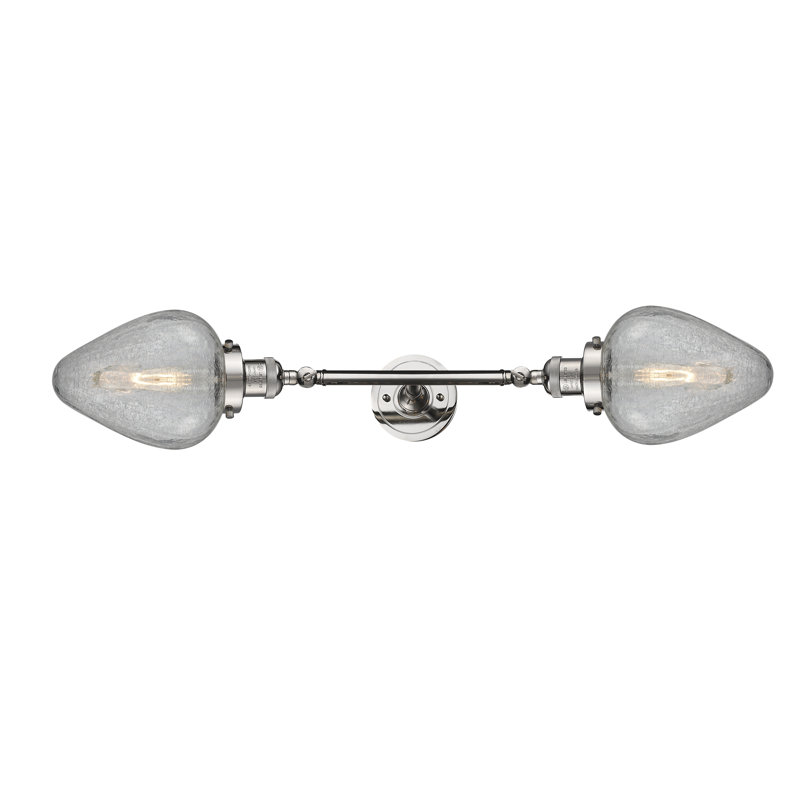 Éclairage pour salle de bain à intensité variable 2 lumières Arliss, Transparent craquelé, Nickel satiné brossé