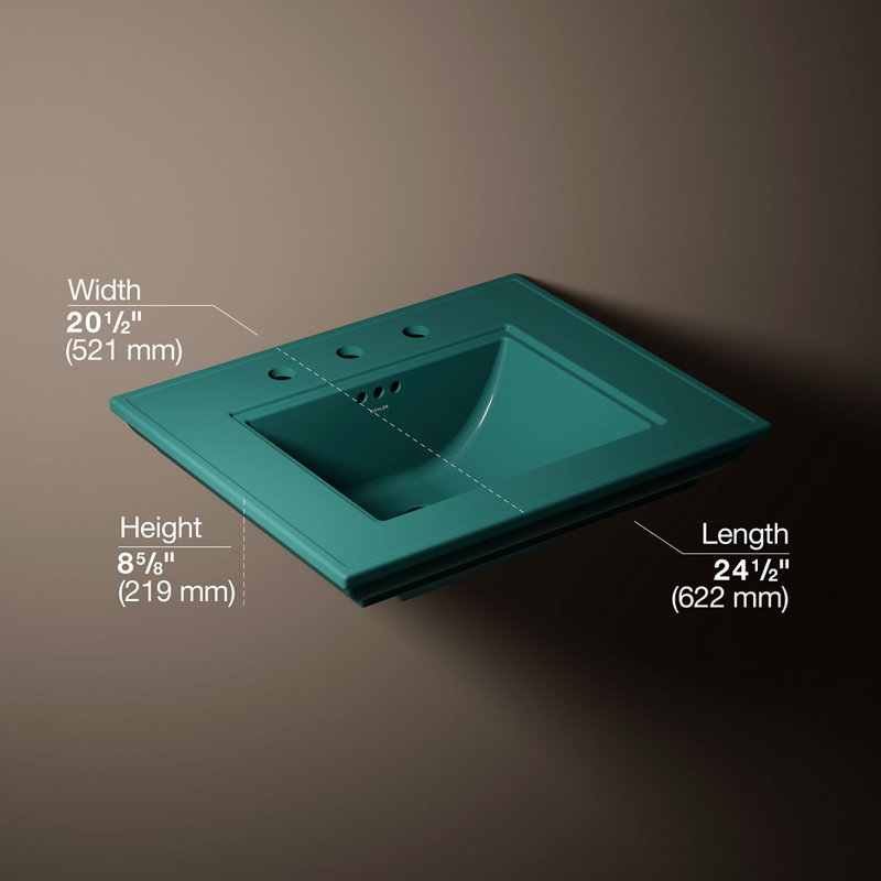 Memoirs Stately 24" Console Bathroom Sink with Overflow, 8'' Centers, Teal