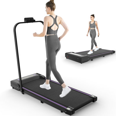 Tapis de marche portatif 2 en 1 sous bureau avec télécommande et écran DEL pour la maison et le bureau, noir, moteur amélioré de 2,5 CV, double absorption des chocs, 5 couches, bande de roulement antidérapante, vitesse de 0,8 à 8 km/h, idéal pour le jogging et la marche.