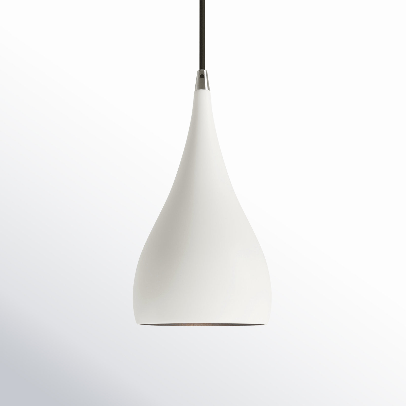 Schultz Single Light Metal Dimmable Pendant, Shiny White