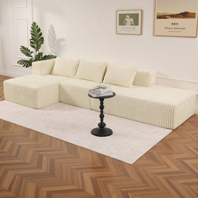 Canapé modulaire en velours côtelé de 117 po de largeur, aucun assemblage requis
