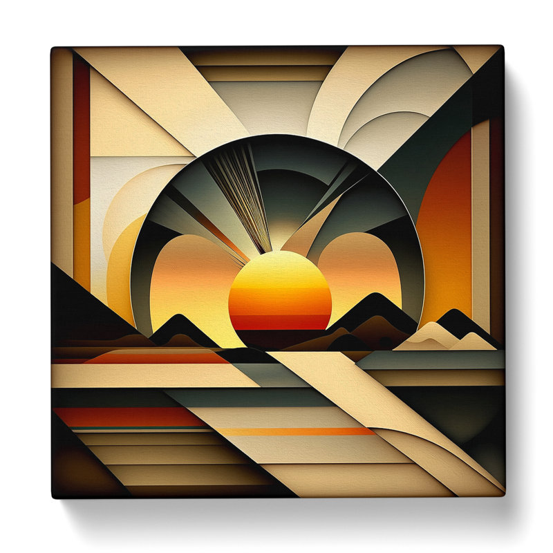Art Deco Sunset Abstract Art No.1 - Wrapped Canvas, 50cm H x 50cm W x 3cm D