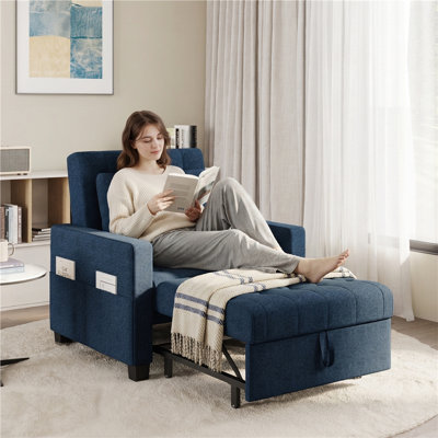 71.5cm Width 3-in-1 Convertible Sleeper Accent Chair Bed with Adjustable Backrest & Back Pillow