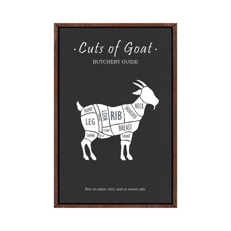 Butchery Goat by Mark Rogan - Print on Canvas, Classic Brown Wood Framed, 66.04cm H x 45.72cm W x 3.81cm D