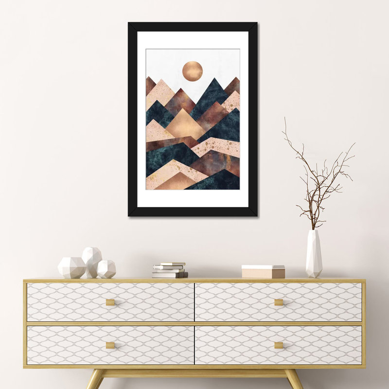 « automne peaks » par elisabeth fredriksson, impression sur toile tendue, Papier d'art encadré noir, Blanc