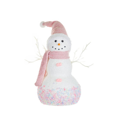 Sparkly White Fabric Snowman Figurine