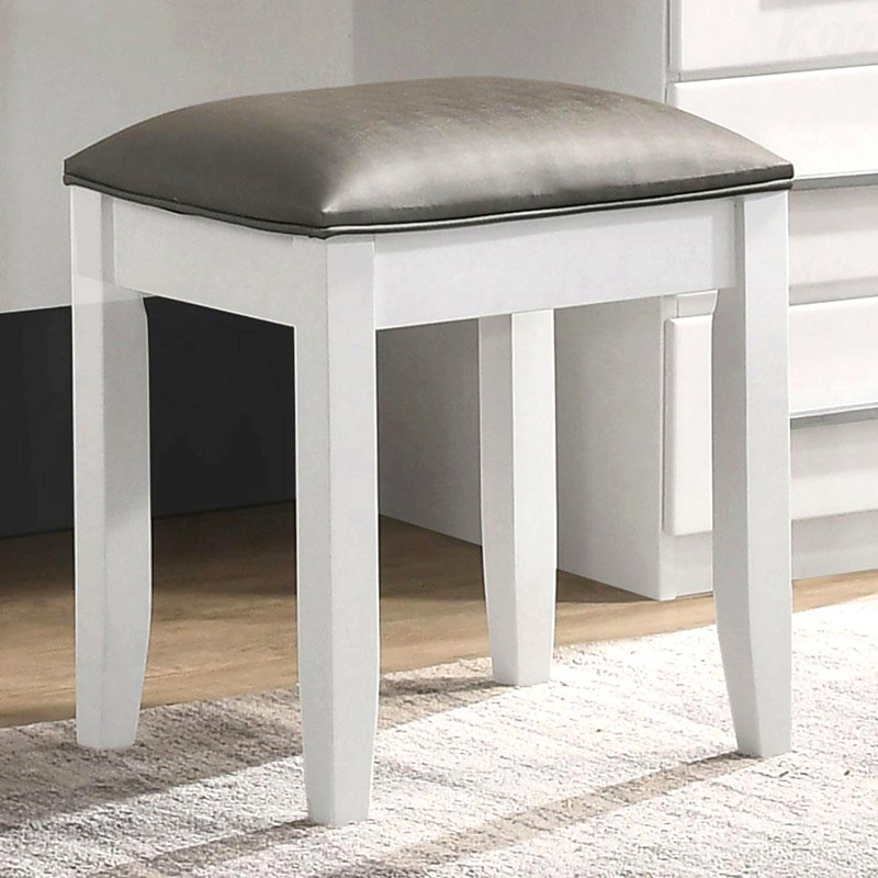 Tabouret d'appoint - Meuble-lavabo blanc brillant avec siège rembourré parfait pour les salons modernes