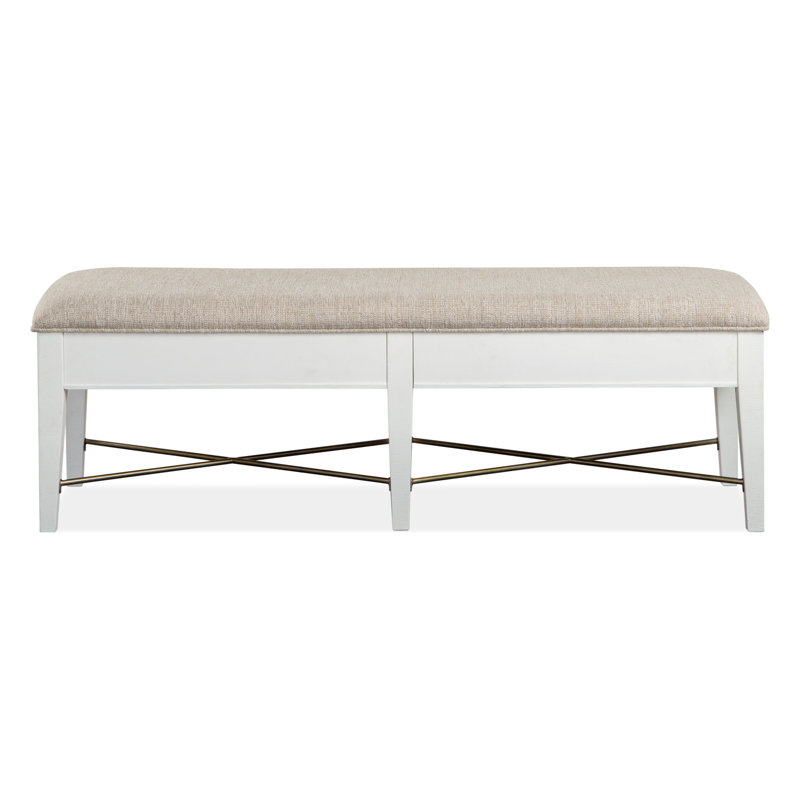 Banc de rangement rembourré avec tiroir Aronoff, Blanc