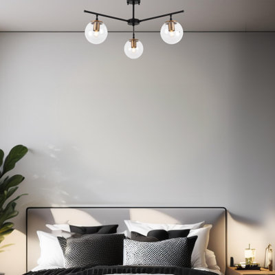 Plafonnier semi-encastré avec globe en verre 3 lumières