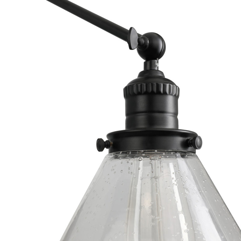 Lampe avec bras pivotant Vannatta avec interrupteur marche / arrêt en or satiné, Noir mat