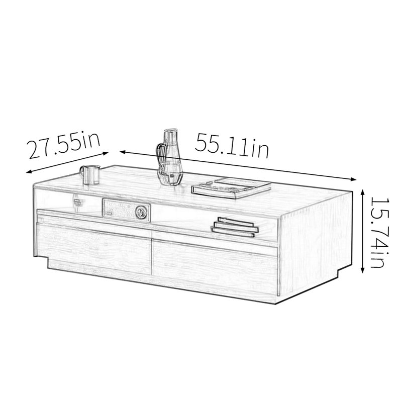 Pure solid wood modern minimalist coffee table