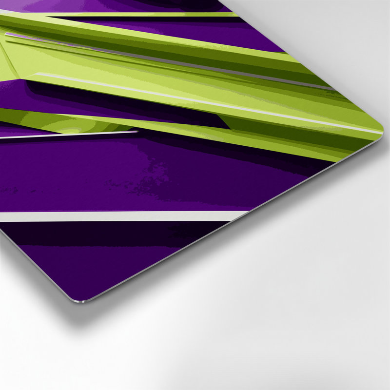 «Geometric Abstraction 49», art mural en métal mauve, H 24 po x l 36 po