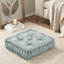 Azza Aqua Poly Chenille Soft Sheen Scalloped Edge Square 20x20" Floor Pillow Cushion-136923357-136923365