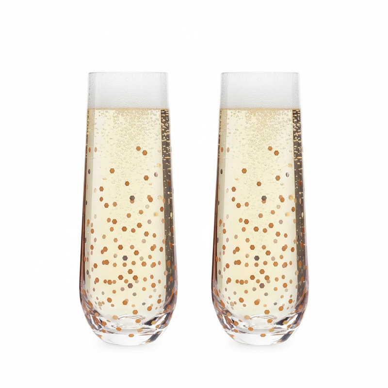 Confetti Gold Stemless Flutes