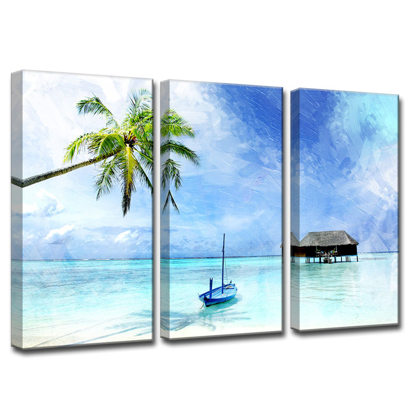 «Tropical» - Ensemble de 3 reproductions de photos sur toiles tendues, H 40 po x l 60 po x P 1,5 po