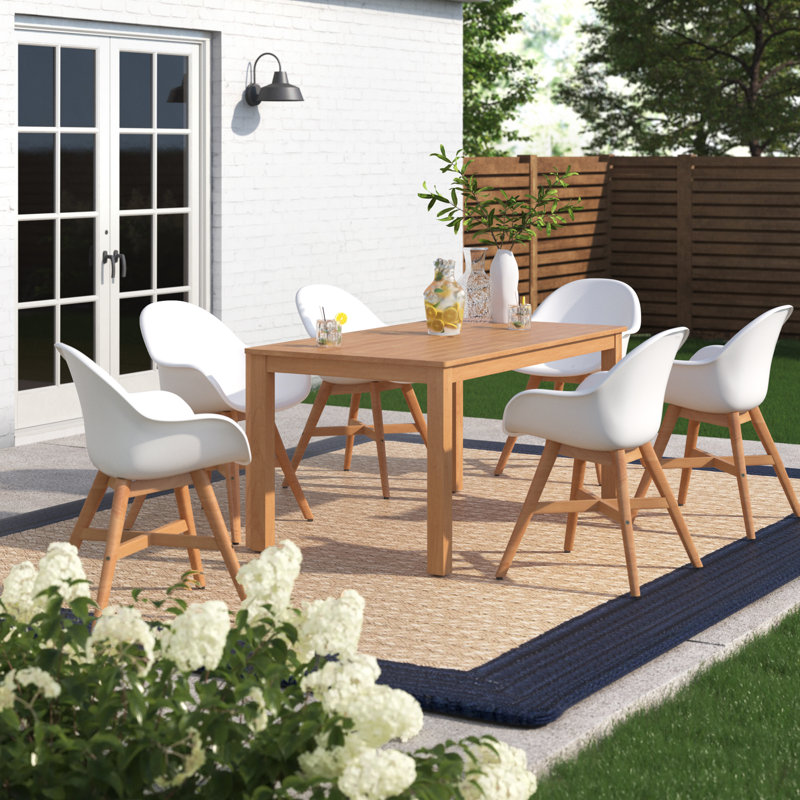 Anautica 6 - Person Wood Patio Dining Set with Rectangular Table