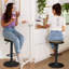 Swivel Solid Wood Bar Stools, Adjustable Height Backless Counter Stools for Kitchen Island, Industrial Rustic Stool Set with Footrest-1877717528