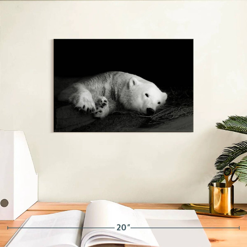 Sleepy Polar Bear, 8" H x 12" W