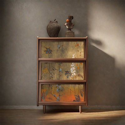 Spacious Three Door Cabinet with Pine Top