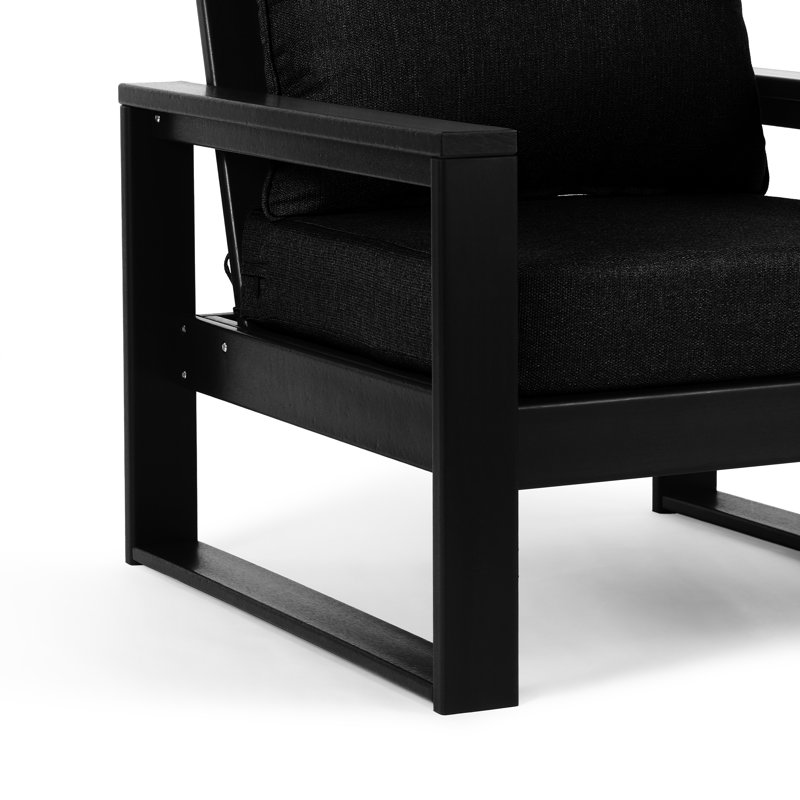 Fauteuil club de patio à assise profonde avec cadre, Noir, noir, noir, noir, Noir, noir, noir, noir
