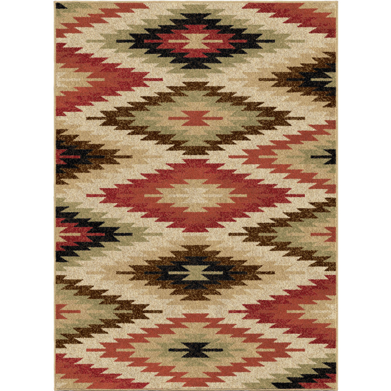 Tapis décoratif géométrique Bair, Rectangle 5 pi 3 po x 7 pi 7 po