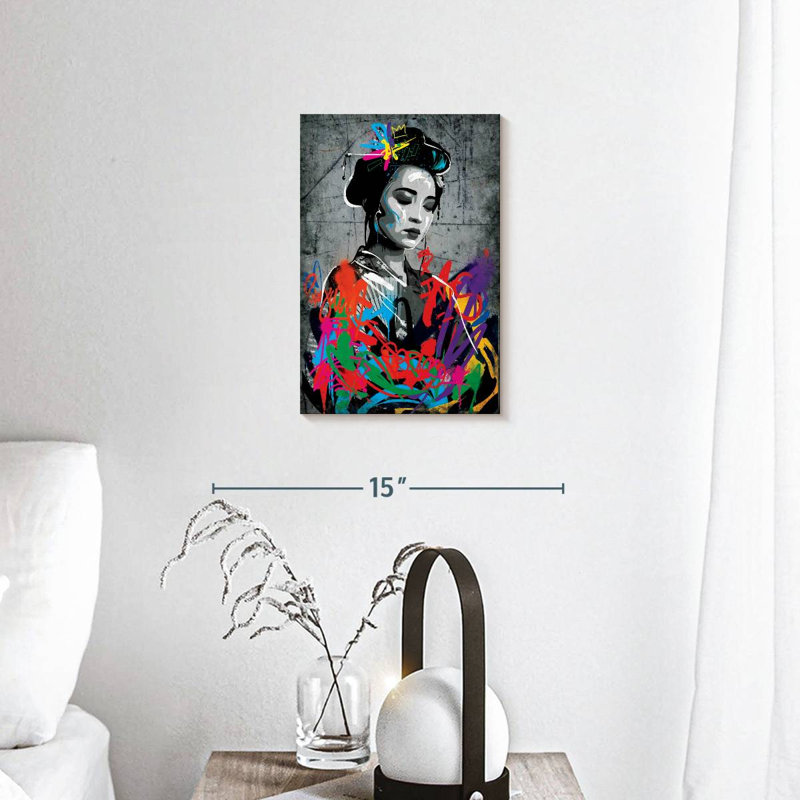 Portrait de femme grunge sur toile, H 12 po x l 8 po x P 1 po