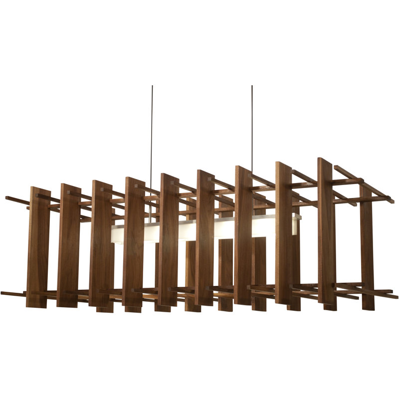 Arca 5 - Light LED Pendant, Brushed Aluminum/Dark Stained Walnut, 2700K (Warm)