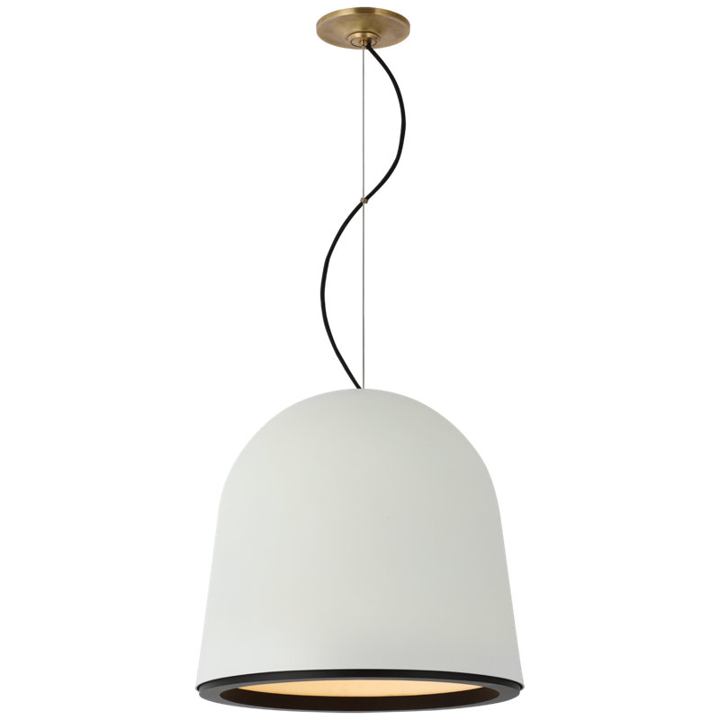 Marie Flanigan Murphy Small Pendant, 13" H x 13" W x 13" D, Plaster White/Matte Black