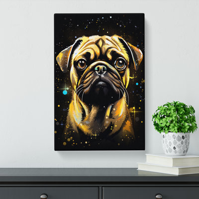 Pug Tachisme No.2 - Wrapped Canvas