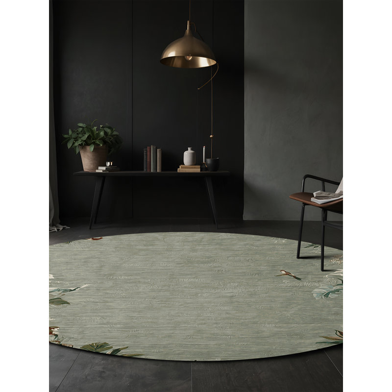 Tapis brun soyeux et moelleux, Rond 6 pi