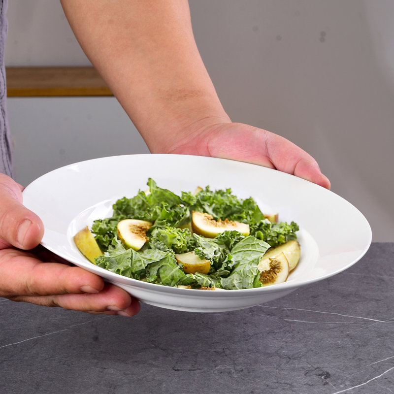 Round White Ceramic Dinner Plates Set
