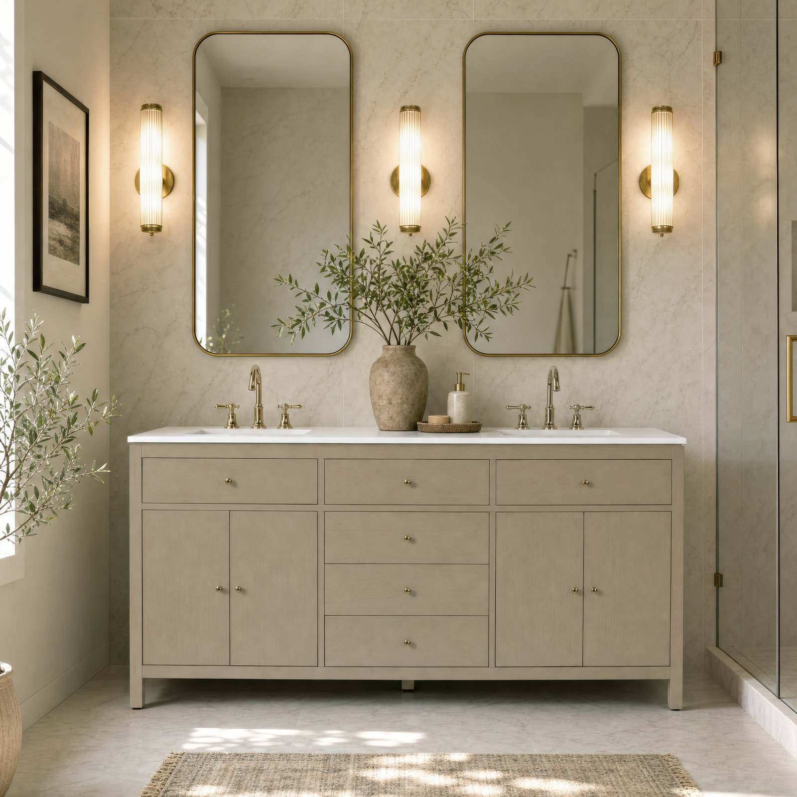 Celine 72" Acacia Double Bathroom Vanity, Antique Taupe