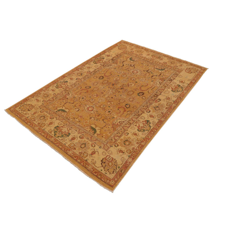 Tapis oriental brun clair en laine noué à la main de 8 pi 9 po x 11 pi 8 po Brazelton