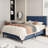 Bed Frames with Button Tufted Headboard, Linen Upholstered Platform Bed with Wooden Slats Support, Easy Assembly, No Box Spring Required-1269304822-1269304713