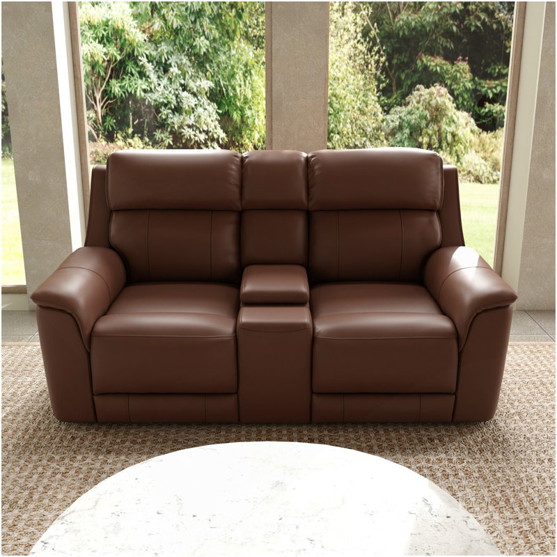 Causeuse inclinable double Oslo avec console Oslo, Pecan