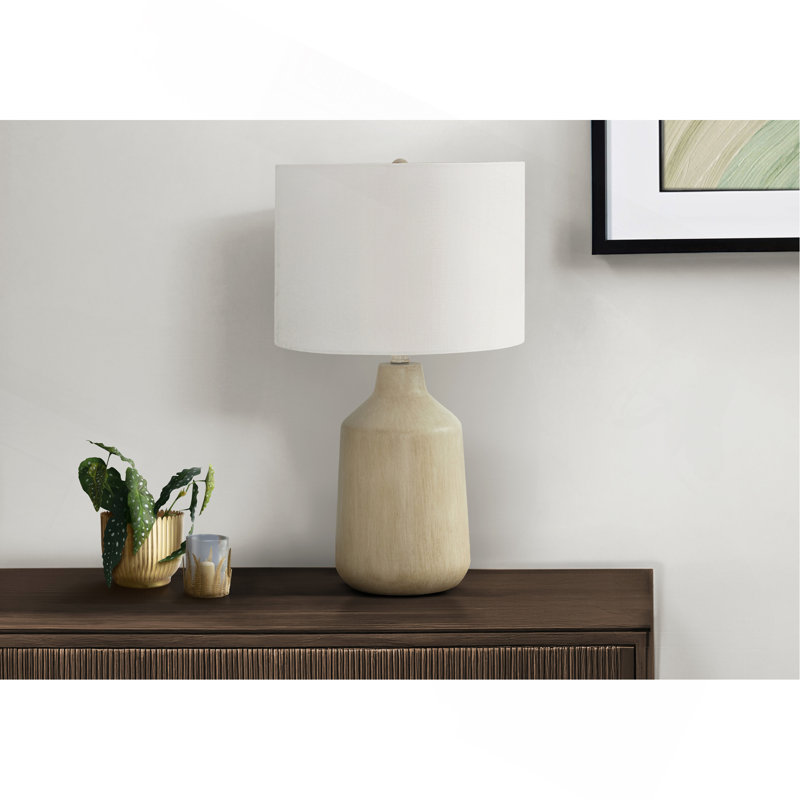 Lighting, H 24 po, lampe de table, béton, abat-jour, contemporain, Beige, Ivory